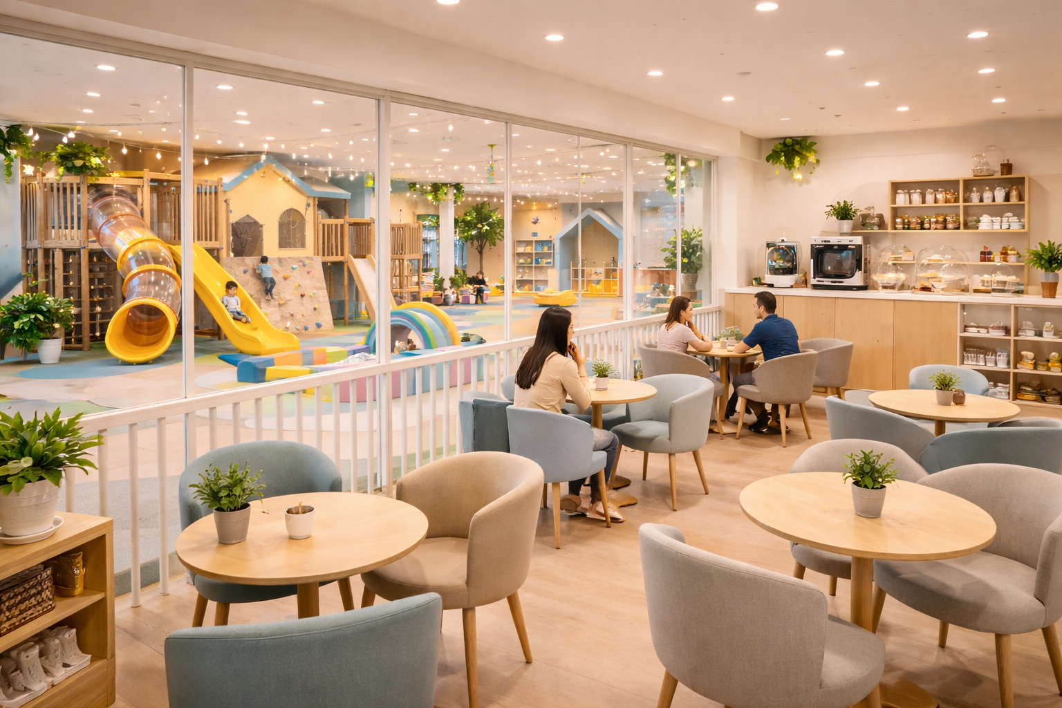 Parent lounge seating inside RockeyPlay NP